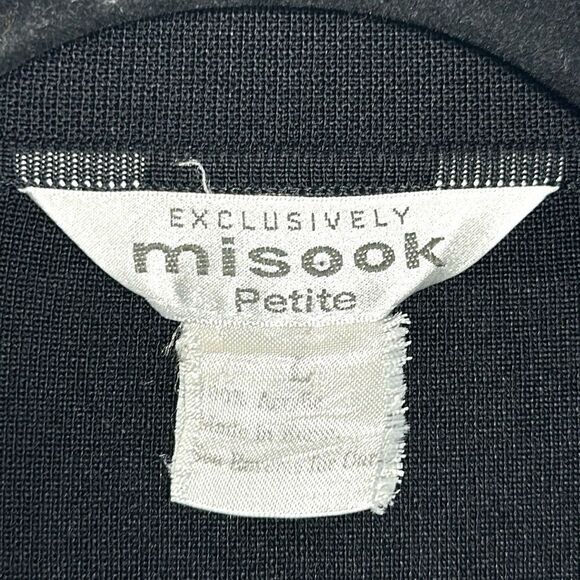 Exclusively Misook Open Front Cardigan Black Long Sleeve Collared Size L petite - Picture 8 of 9